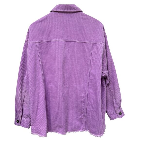 ZARA Corduroy Shirt Jacket Medium Purple Lavender Cotton Womens Long Sleeve Top - Picture 5 of 12